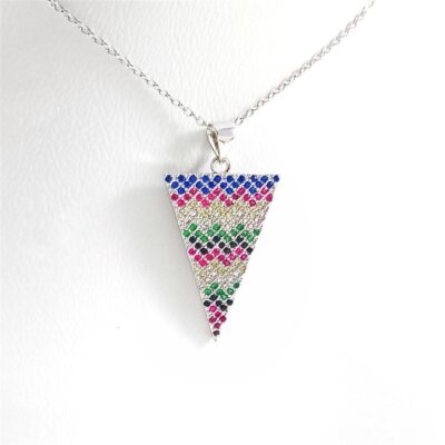 Collar Rodinado Exclusivo D-bella Triángulo Siete Colores